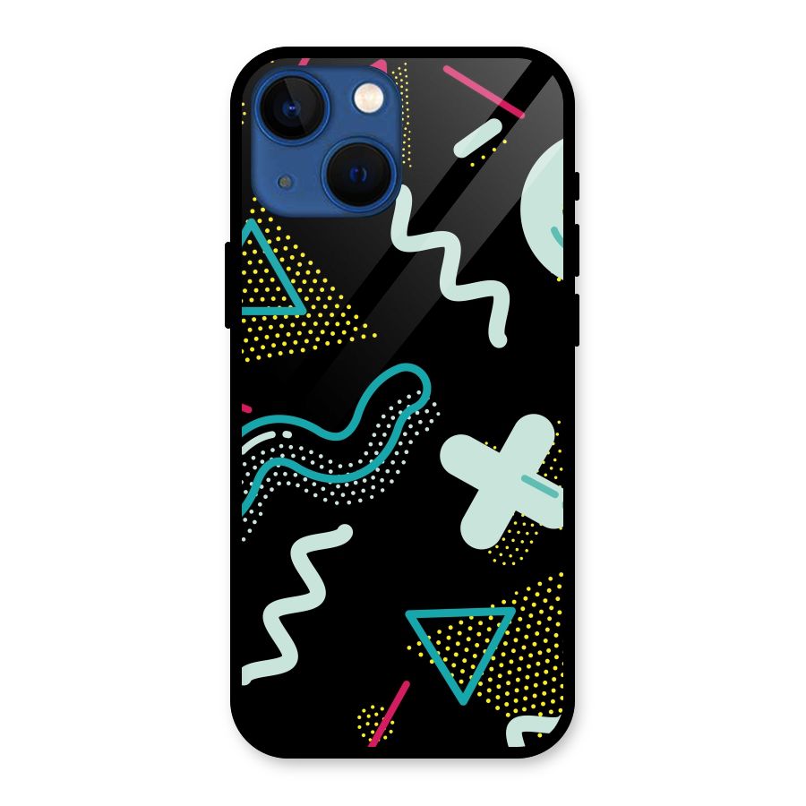 Shapes Pattern Glass Back Case for iPhone 13 Mini