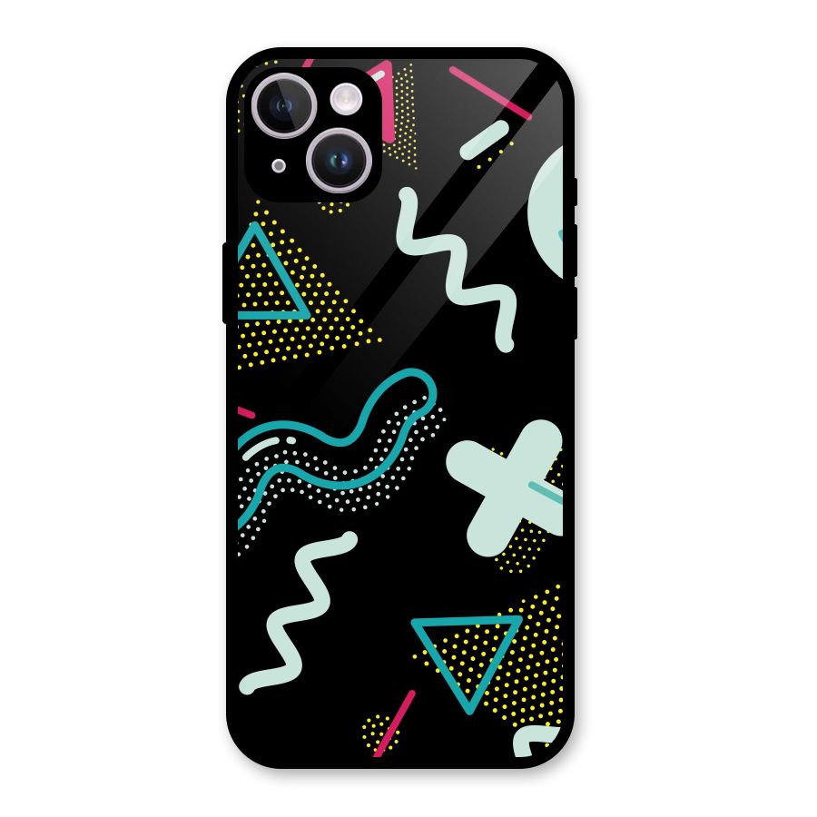 Shapes Pattern Glass Back Case for iPhone 14 Plus