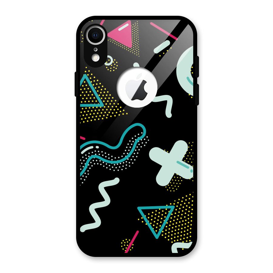 Shapes Pattern Glass Back Case for iPhone XR Logo Cut