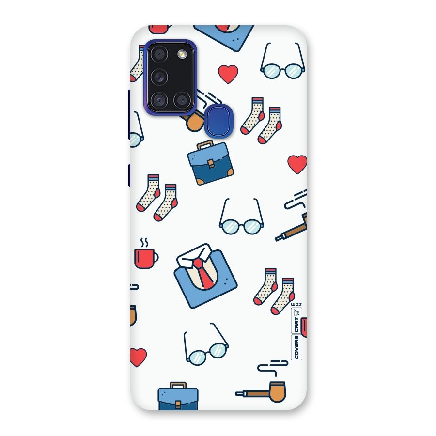 Shirt Spectacles Pattern Back Case for Galaxy A21s