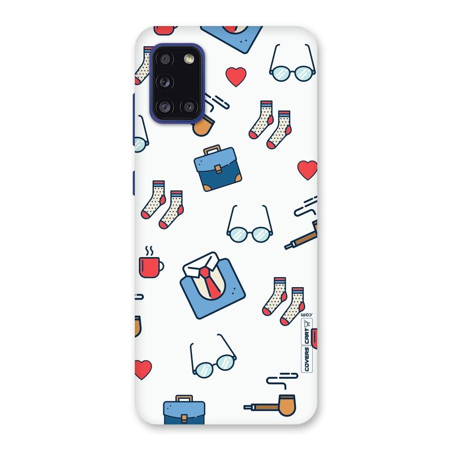 Shirt Spectacles Pattern Back Case for Galaxy A31