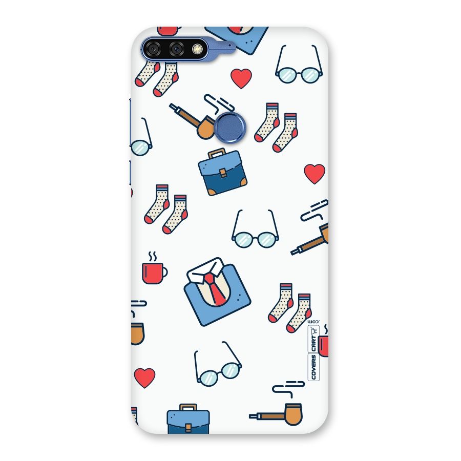 Shirt Spectacles Pattern Back Case for Honor 7C