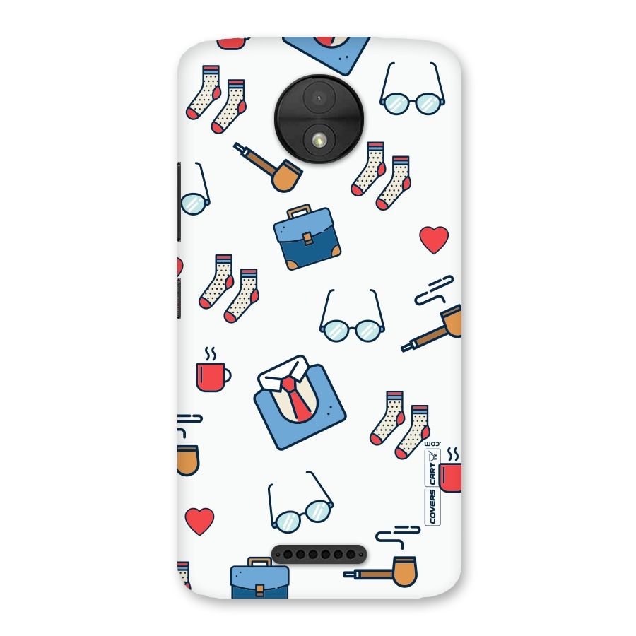 Shirt Spectacles Pattern Back Case for Moto C