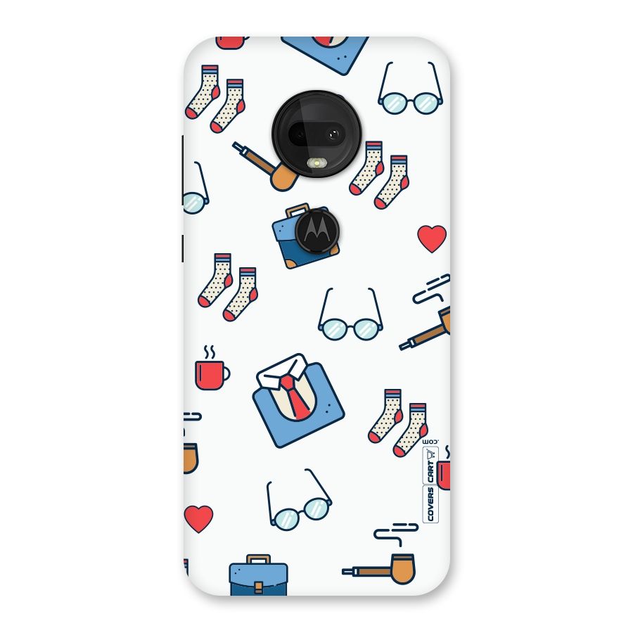 Shirt Spectacles Pattern Back Case for Moto G7