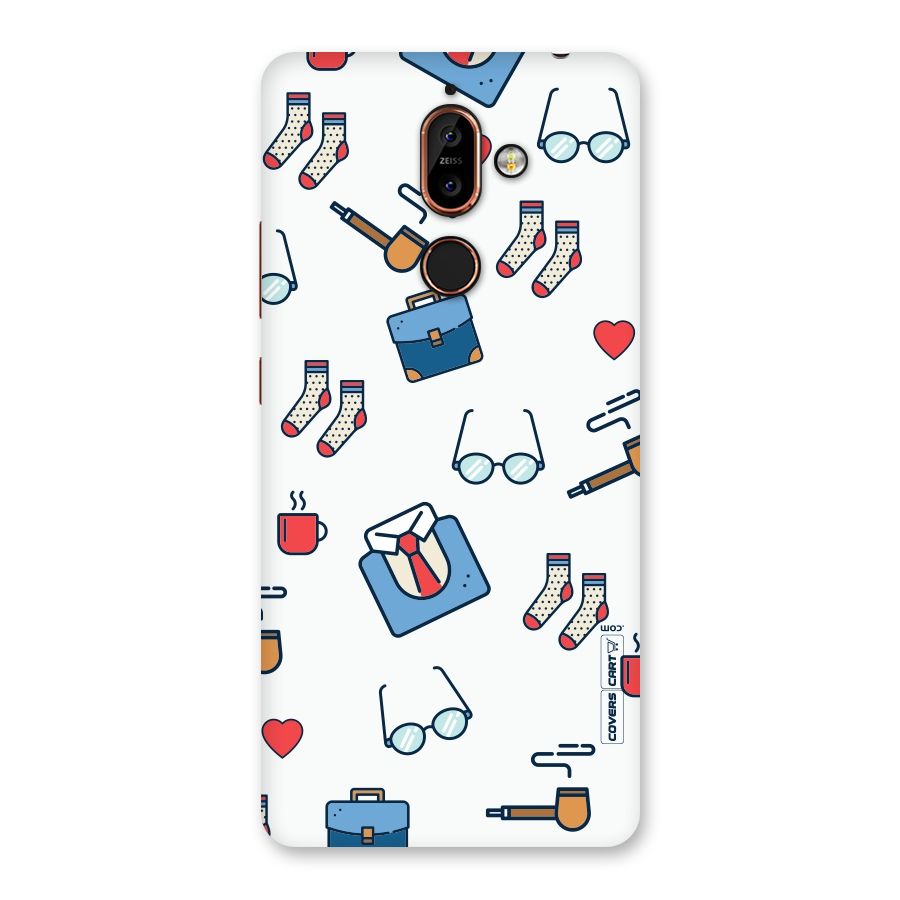 Shirt Spectacles Pattern Back Case for Nokia 7 Plus