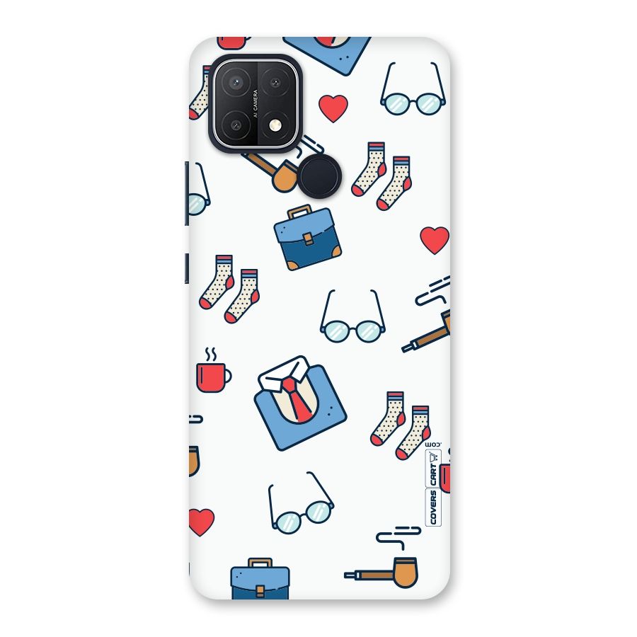 Shirt Spectacles Pattern Back Case for Oppo A15