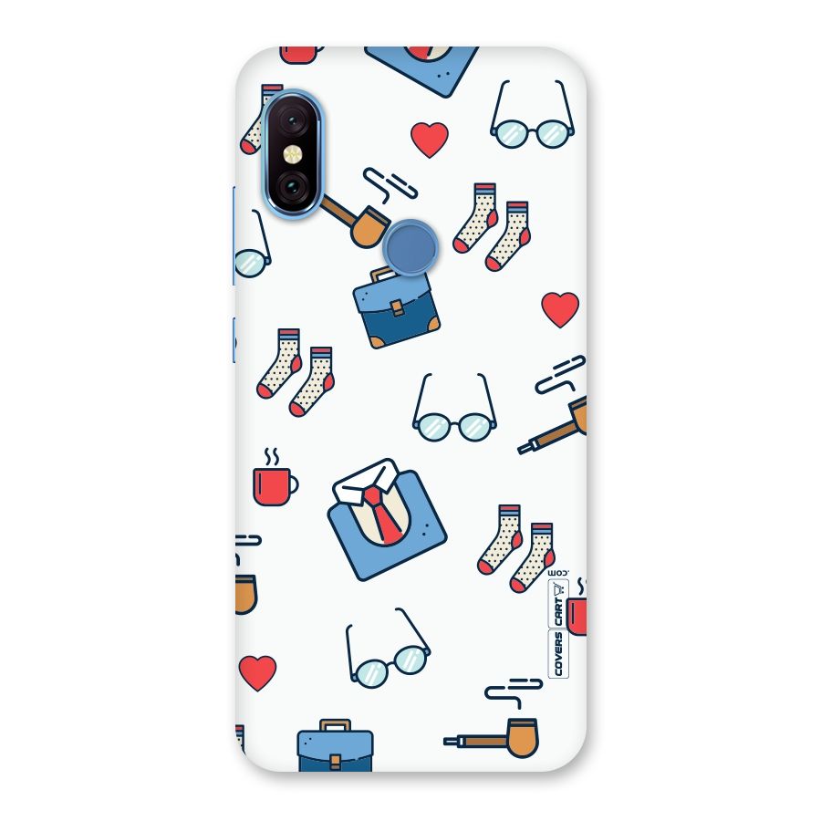 Shirt Spectacles Pattern Back Case for Redmi Note 6 Pro