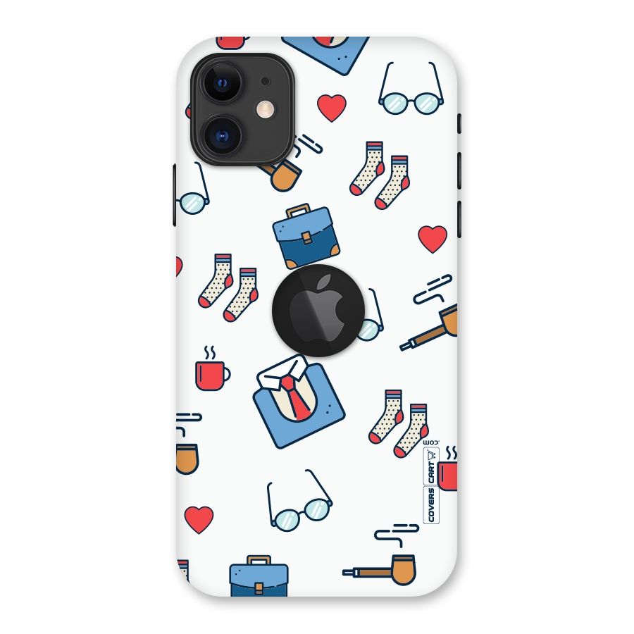 Shirt Spectacles Pattern Back Case for iPhone 11 Logo Cut