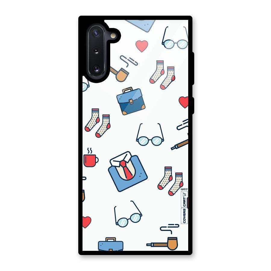 Shirt Spectacles Pattern Glass Back Case for Galaxy Note 10