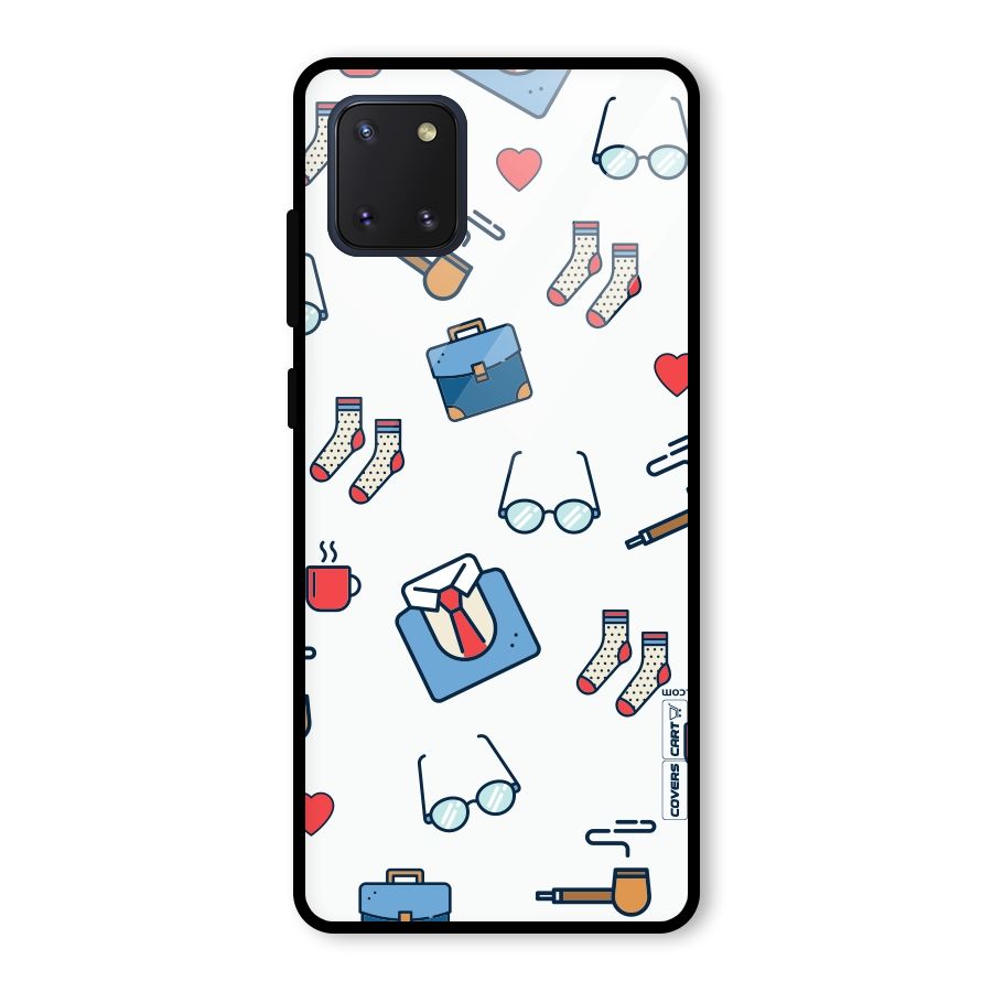 Shirt Spectacles Pattern Glass Back Case for Galaxy Note 10 Lite