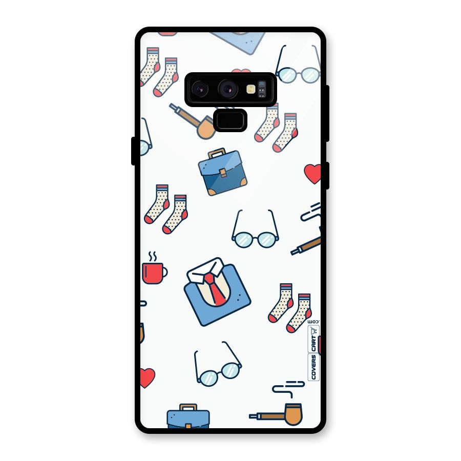 Shirt Spectacles Pattern Glass Back Case for Galaxy Note 9