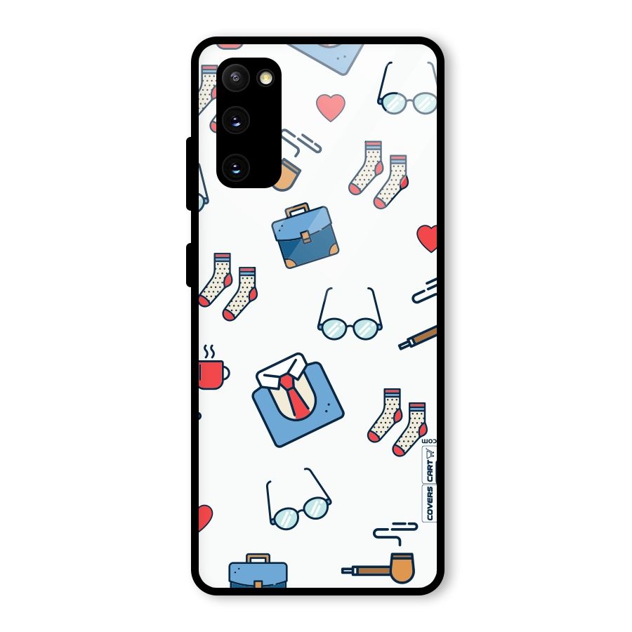Shirt Spectacles Pattern Glass Back Case for Galaxy S20 FE 5G