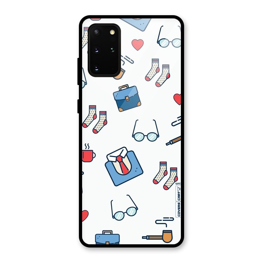 Shirt Spectacles Pattern Glass Back Case for Galaxy S20 Plus