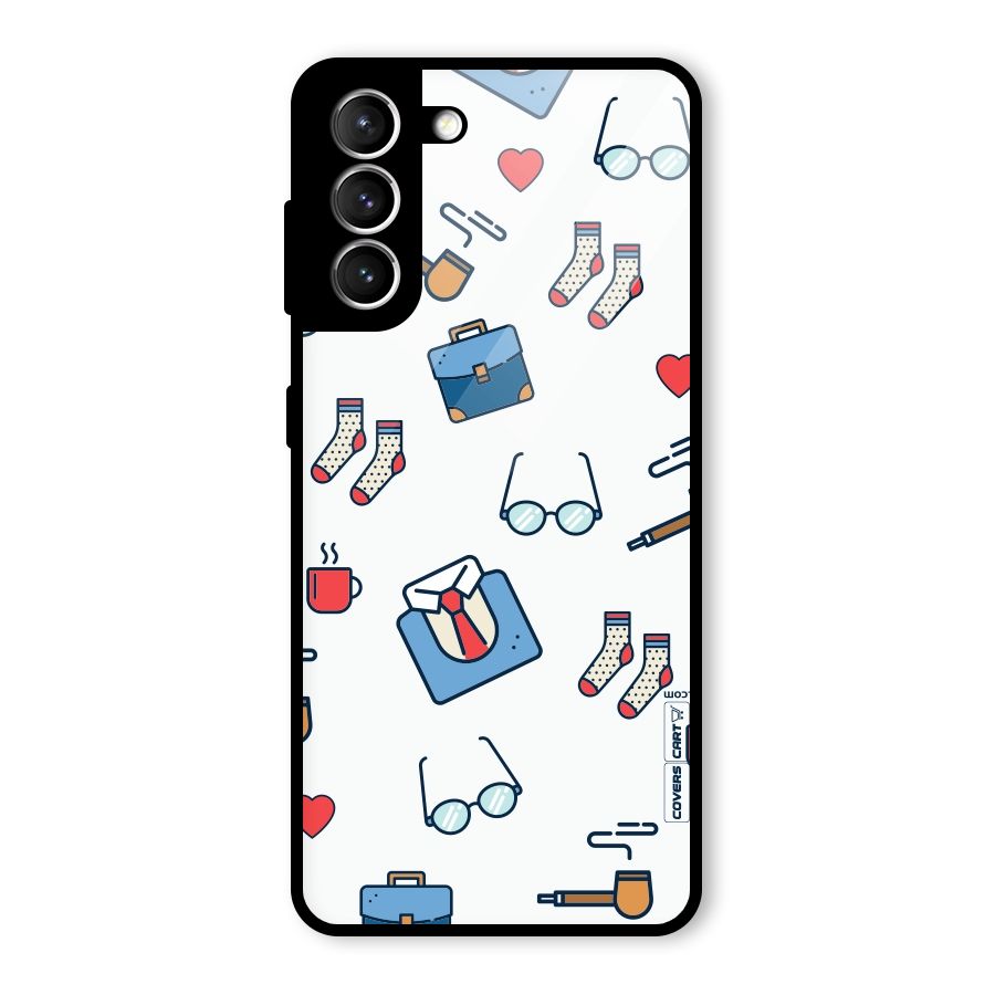 Shirt Spectacles Pattern Glass Back Case for Galaxy S21 5G