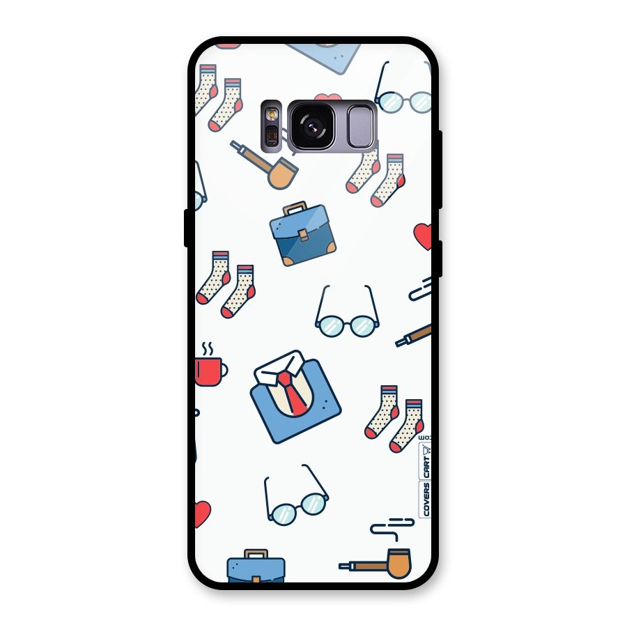 Shirt Spectacles Pattern Glass Back Case for Galaxy S8