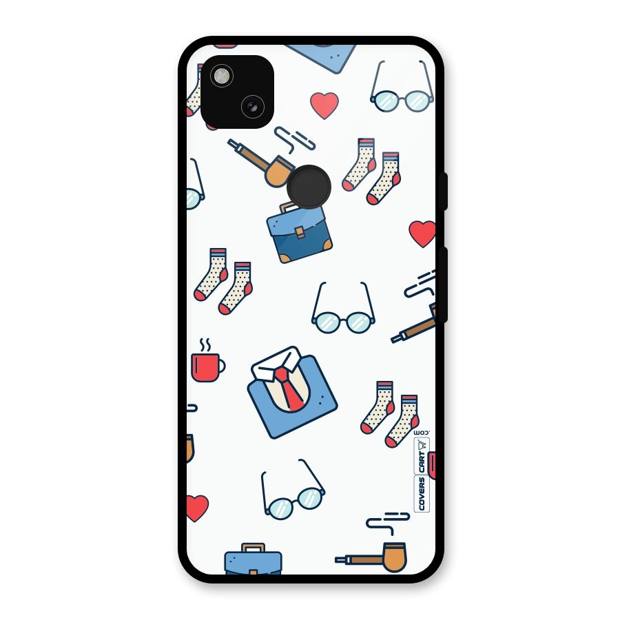 Shirt Spectacles Pattern Glass Back Case for Google Pixel 4a