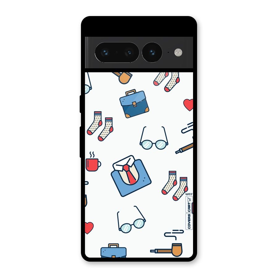 Shirt Spectacles Pattern Glass Back Case for Google Pixel 7 Pro