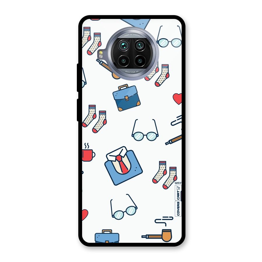 Shirt Spectacles Pattern Glass Back Case for Mi 10i