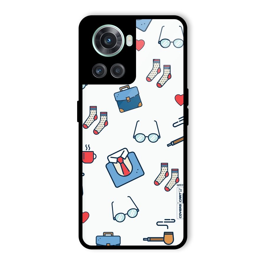 Shirt Spectacles Pattern Glass Back Case for OnePlus 10R
