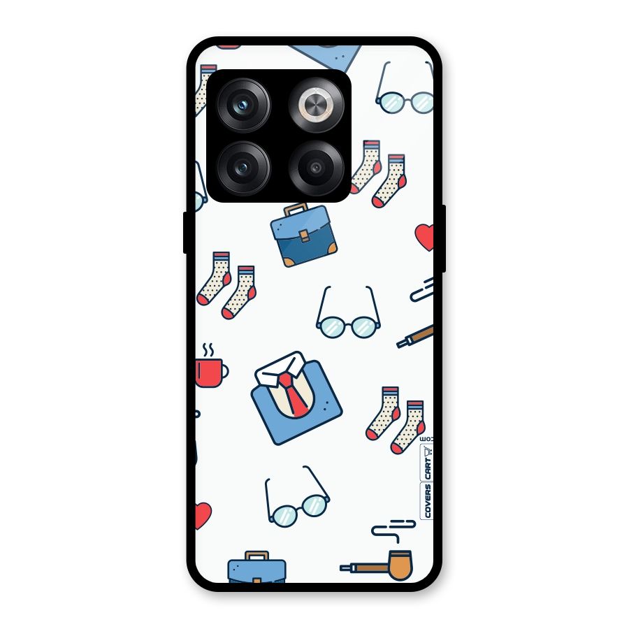 Shirt Spectacles Pattern Glass Back Case for OnePlus 10T