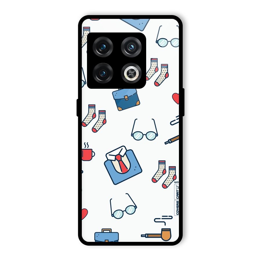 Shirt Spectacles Pattern Glass Back Case for OnePlus 10 Pro 5G