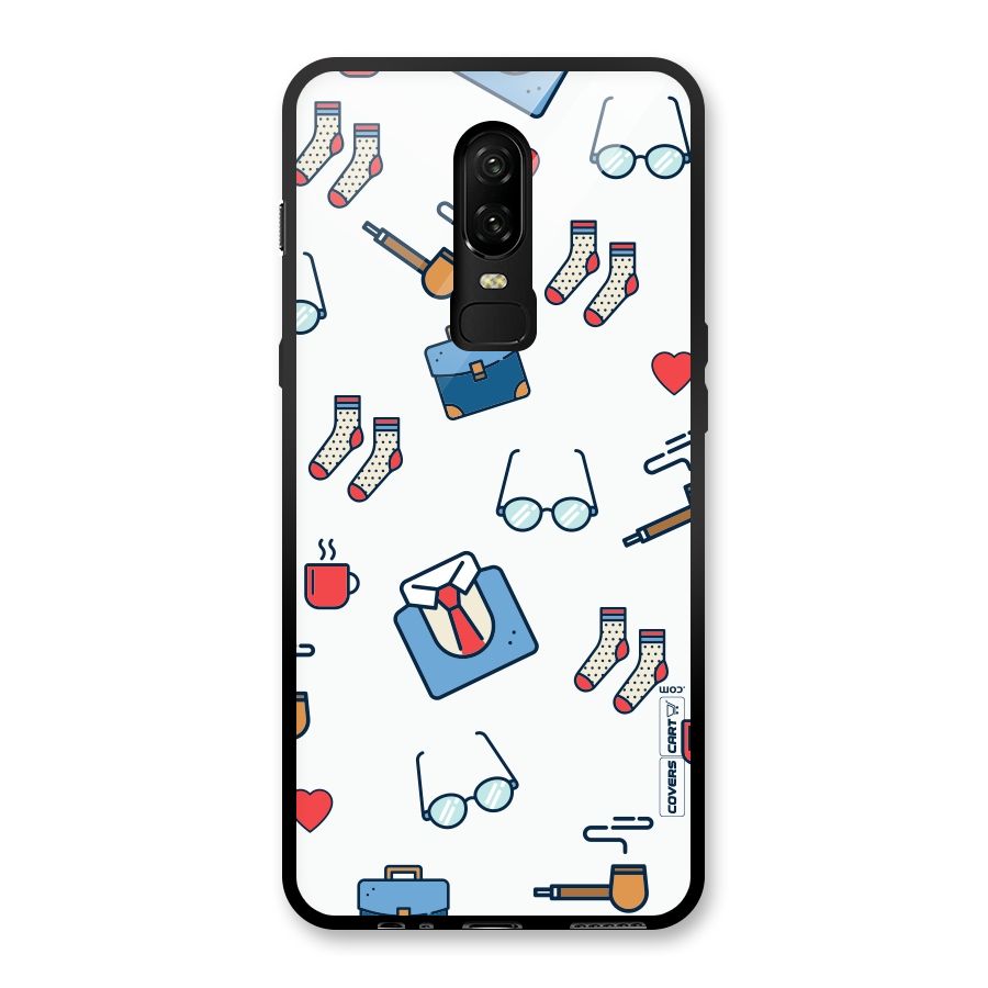 Shirt Spectacles Pattern Glass Back Case for OnePlus 6