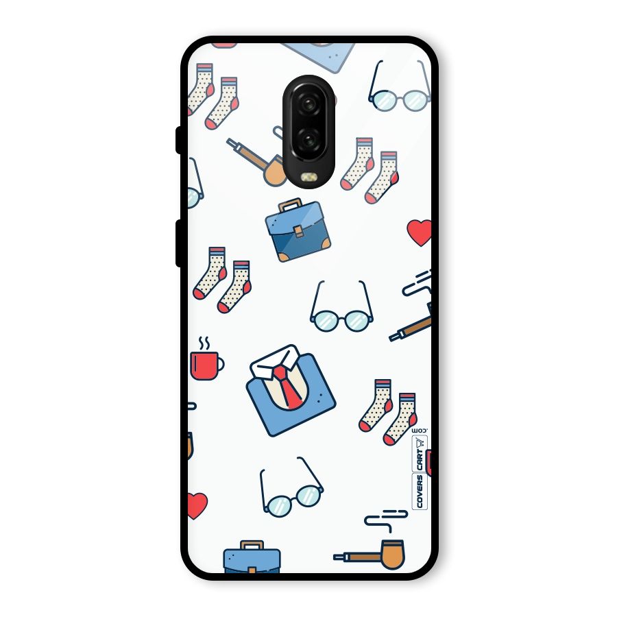 Shirt Spectacles Pattern Glass Back Case for OnePlus 6T