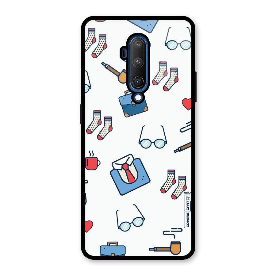 Shirt Spectacles Pattern Glass Back Case for OnePlus 7T Pro
