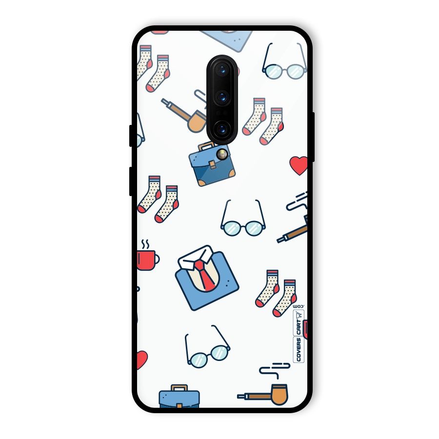 Shirt Spectacles Pattern Glass Back Case for OnePlus 7 Pro
