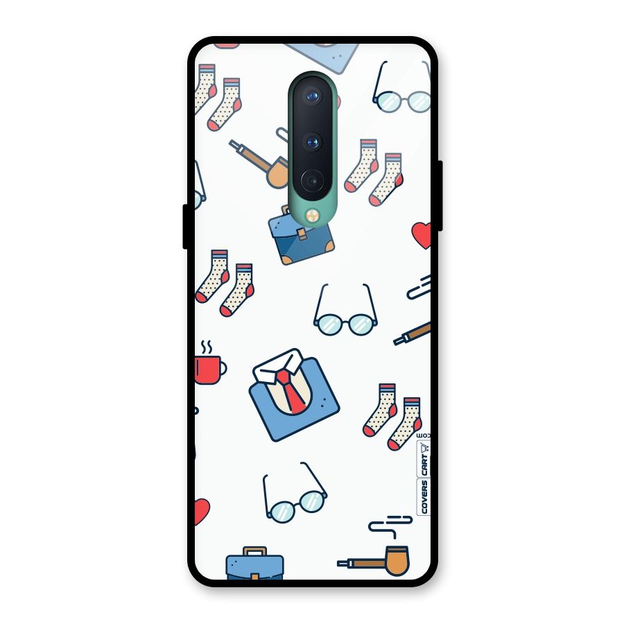 Shirt Spectacles Pattern Glass Back Case for OnePlus 8