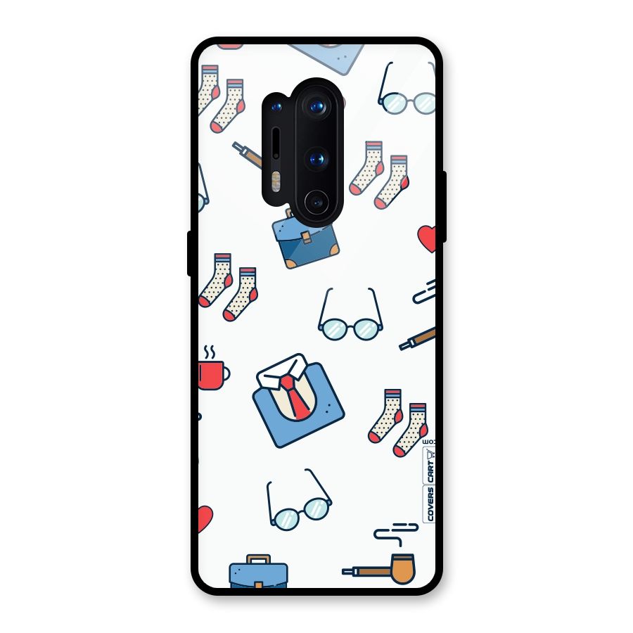 Shirt Spectacles Pattern Glass Back Case for OnePlus 8 Pro
