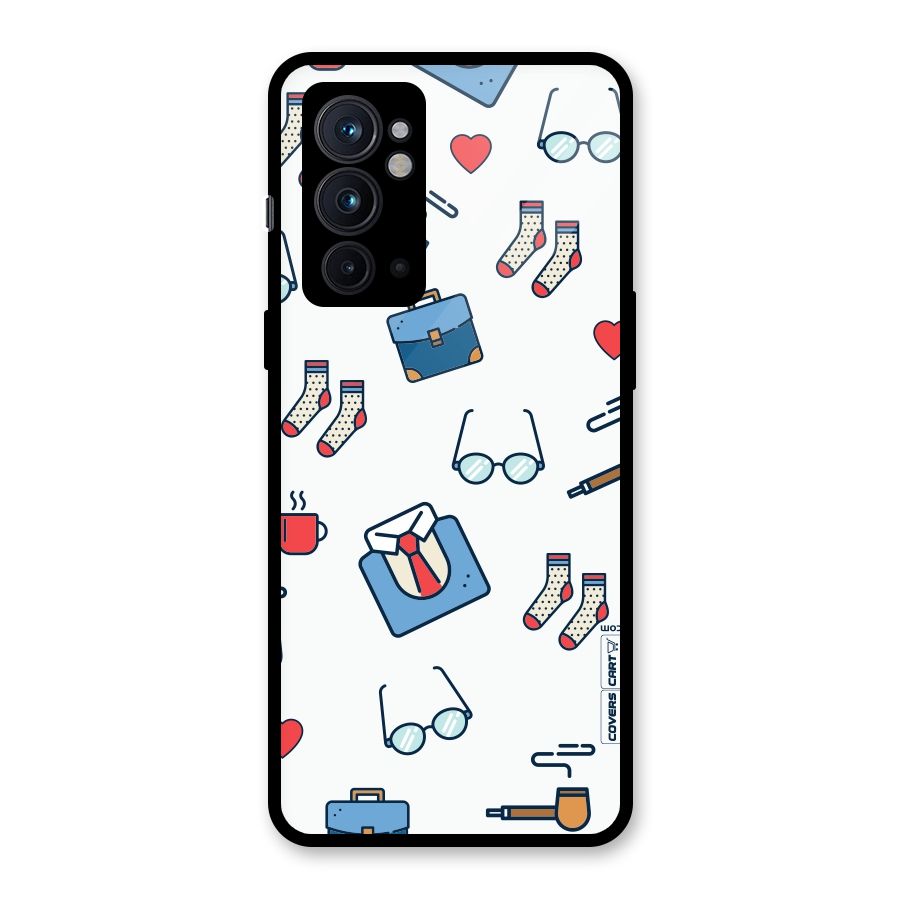 Shirt Spectacles Pattern Glass Back Case for OnePlus 9RT 5G