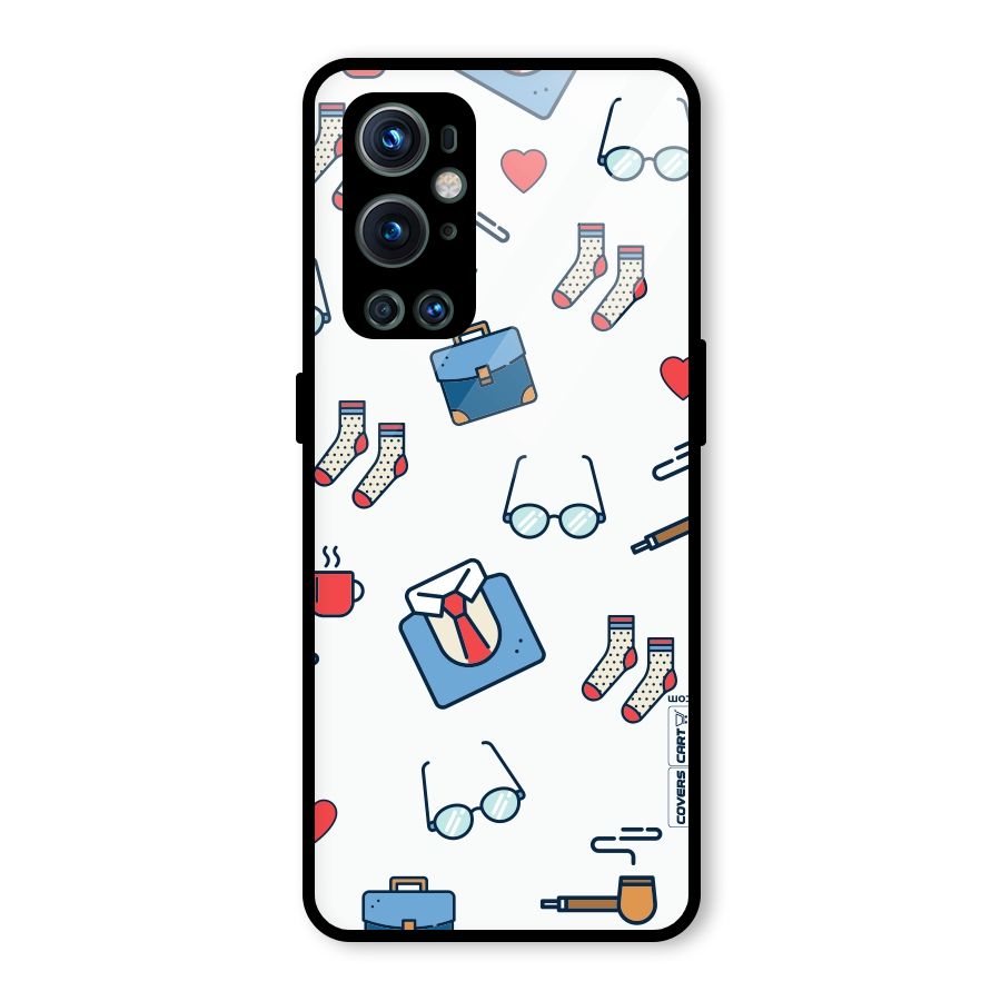 Shirt Spectacles Pattern Glass Back Case for OnePlus 9 Pro