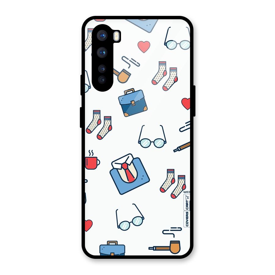 Shirt Spectacles Pattern Glass Back Case for OnePlus Nord