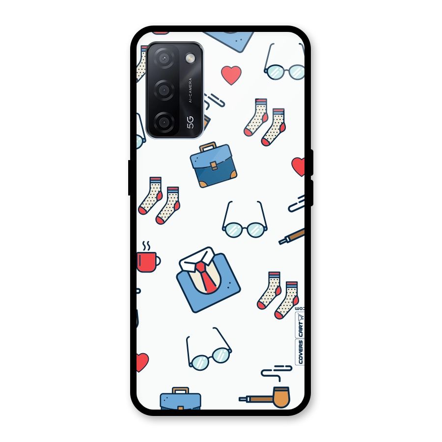 Shirt Spectacles Pattern Glass Back Case for Oppo A53s 5G