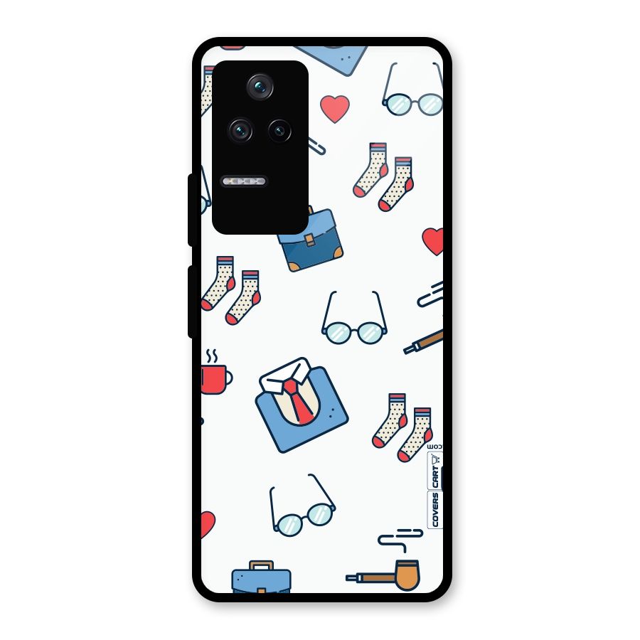 Shirt Spectacles Pattern Glass Back Case for Poco F4 5G