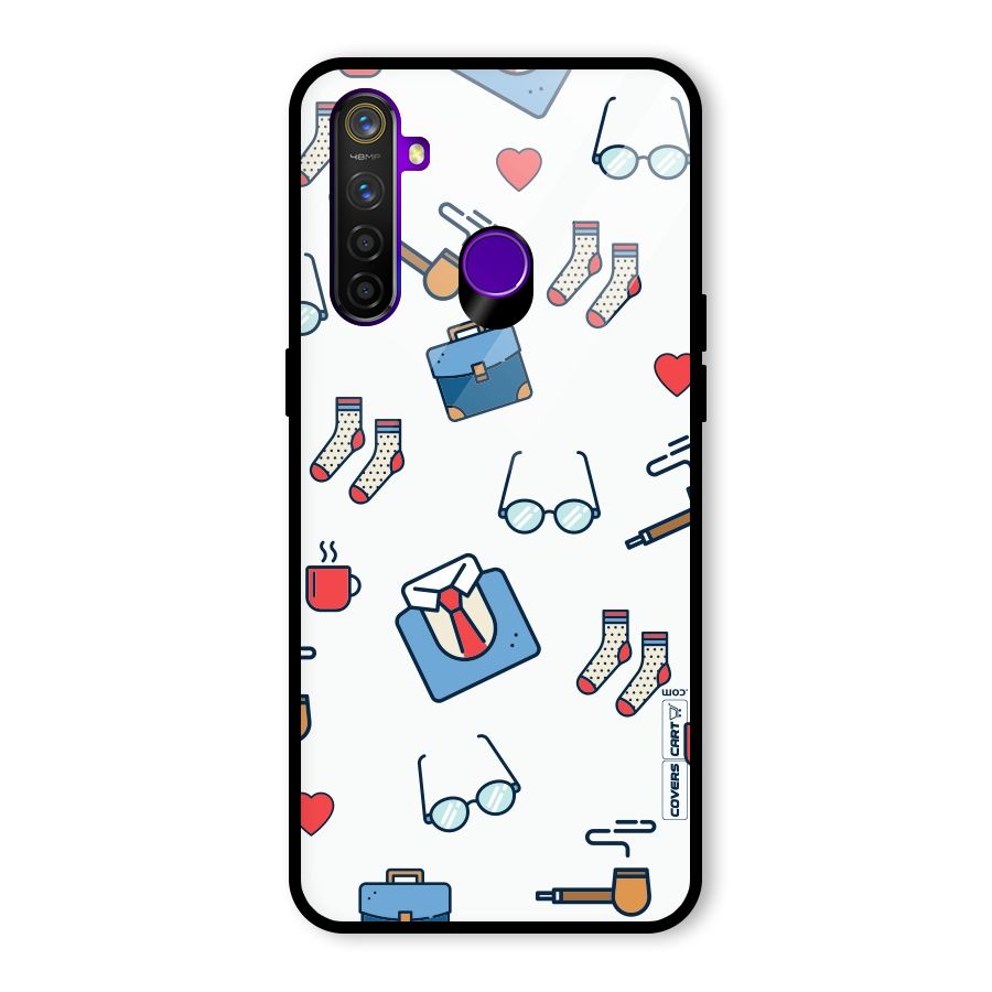Shirt Spectacles Pattern Glass Back Case for Realme 5 Pro