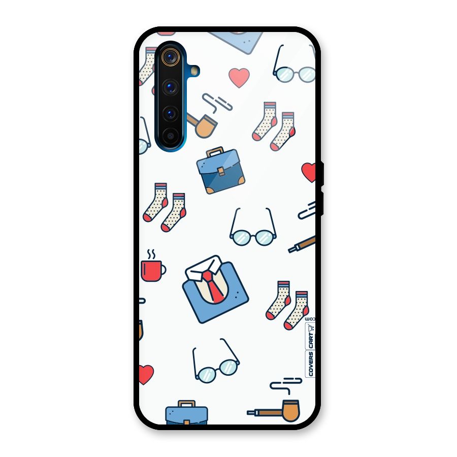 Shirt Spectacles Pattern Glass Back Case for Realme 6 Pro