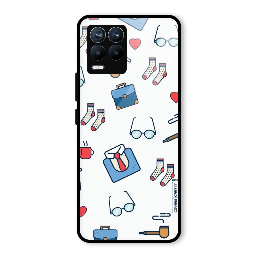 Shirt Spectacles Pattern Glass Back Case for Realme 8 Pro