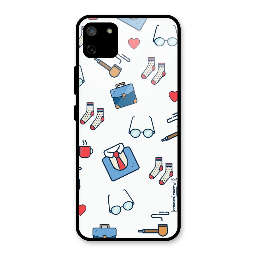 Shirt Spectacles Pattern Glass Back Case for Realme C11