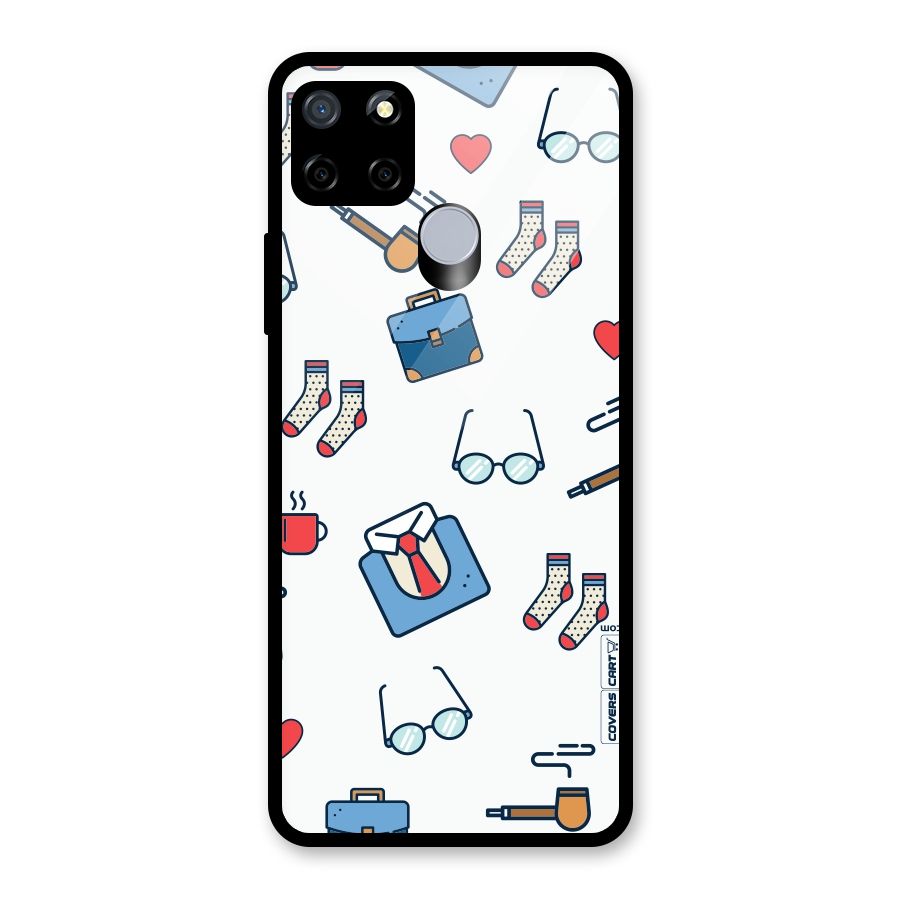 Shirt Spectacles Pattern Glass Back Case for Realme C15