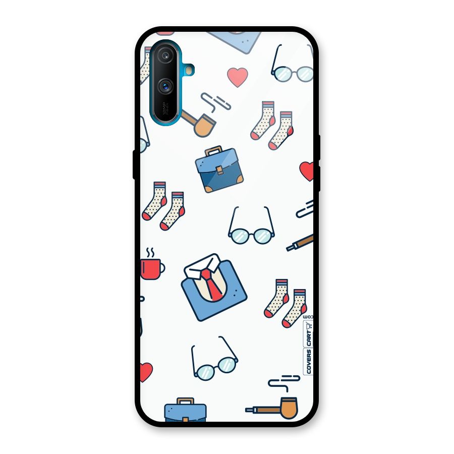 Shirt Spectacles Pattern Glass Back Case for Realme C3