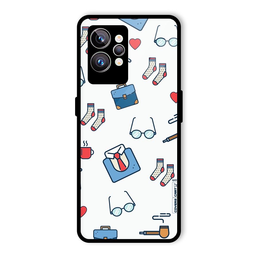 Shirt Spectacles Pattern Glass Back Case for Realme GT2 Pro