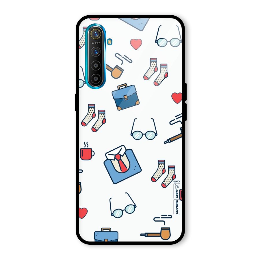 Shirt Spectacles Pattern Glass Back Case for Realme X2