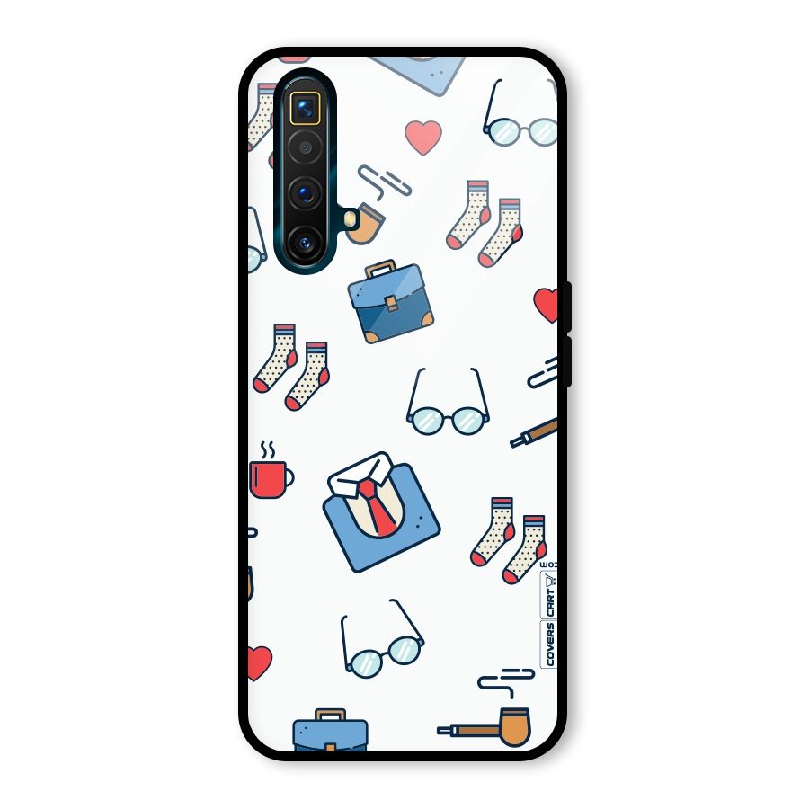 Shirt Spectacles Pattern Glass Back Case for Realme X3 SuperZoom