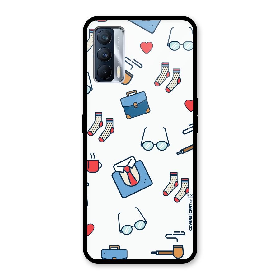 Shirt Spectacles Pattern Glass Back Case for Realme X7