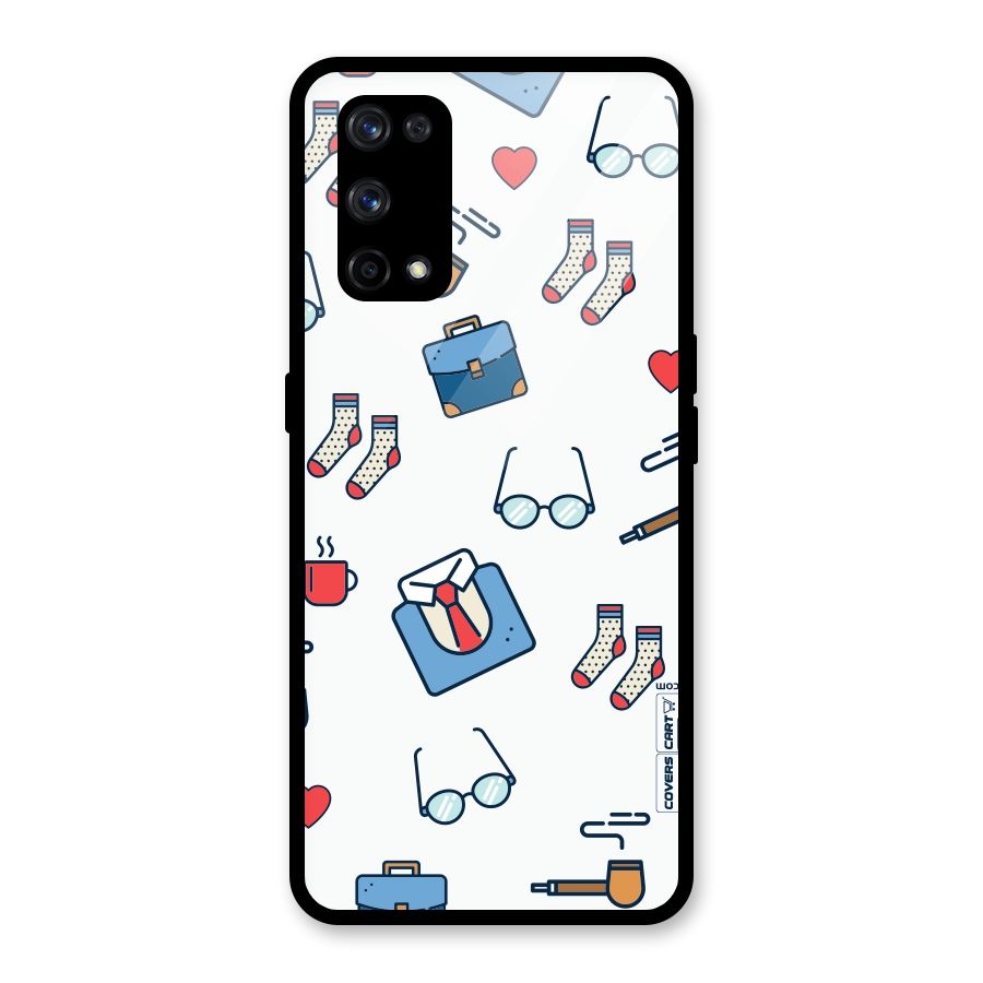 Shirt Spectacles Pattern Glass Back Case for Realme X7 Pro