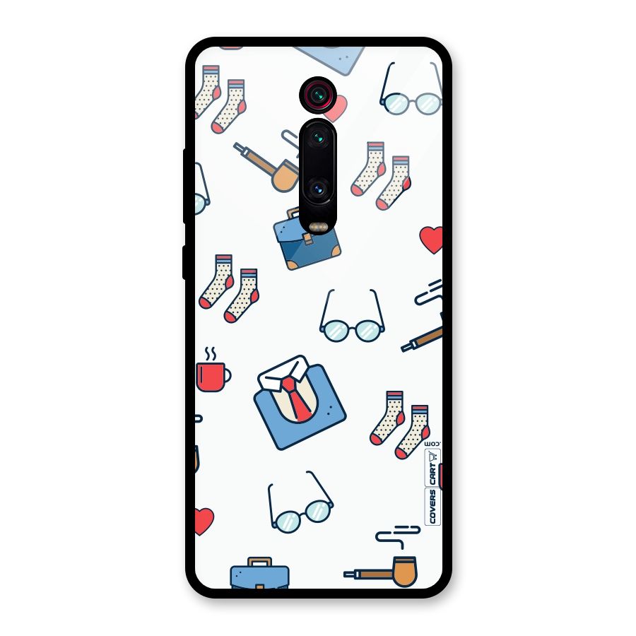 Shirt Spectacles Pattern Glass Back Case for Redmi K20