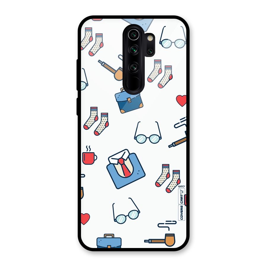 Shirt Spectacles Pattern Glass Back Case for Redmi Note 8 Pro