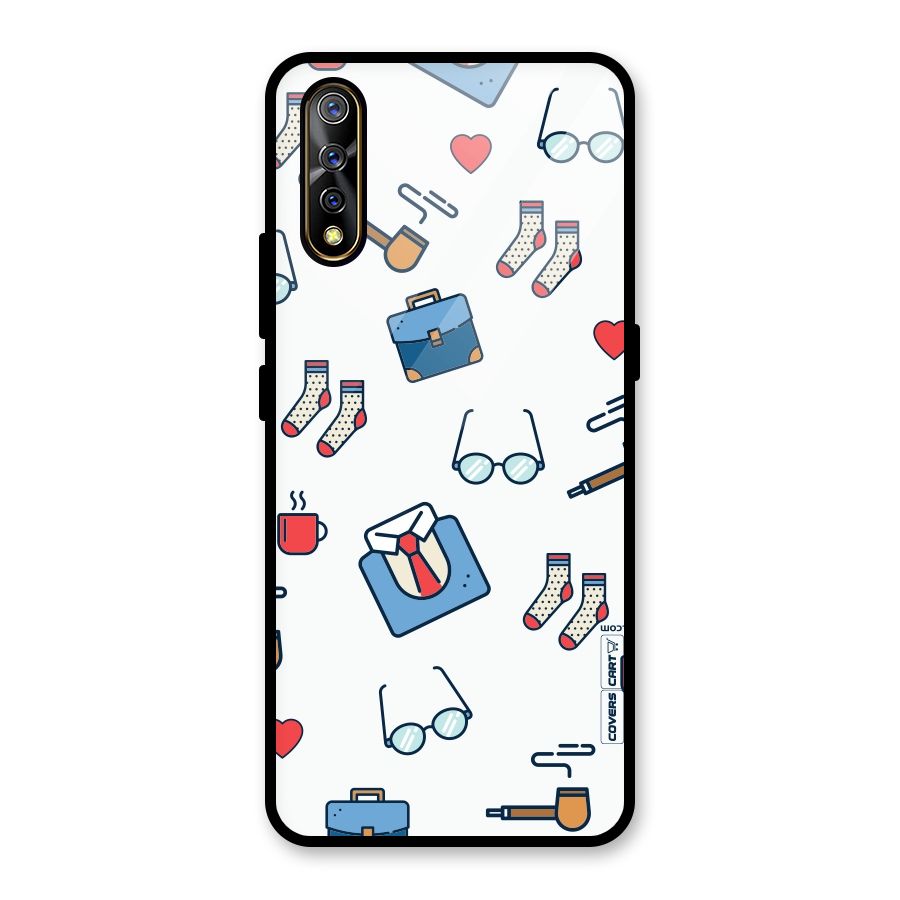 Shirt Spectacles Pattern Glass Back Case for Vivo S1